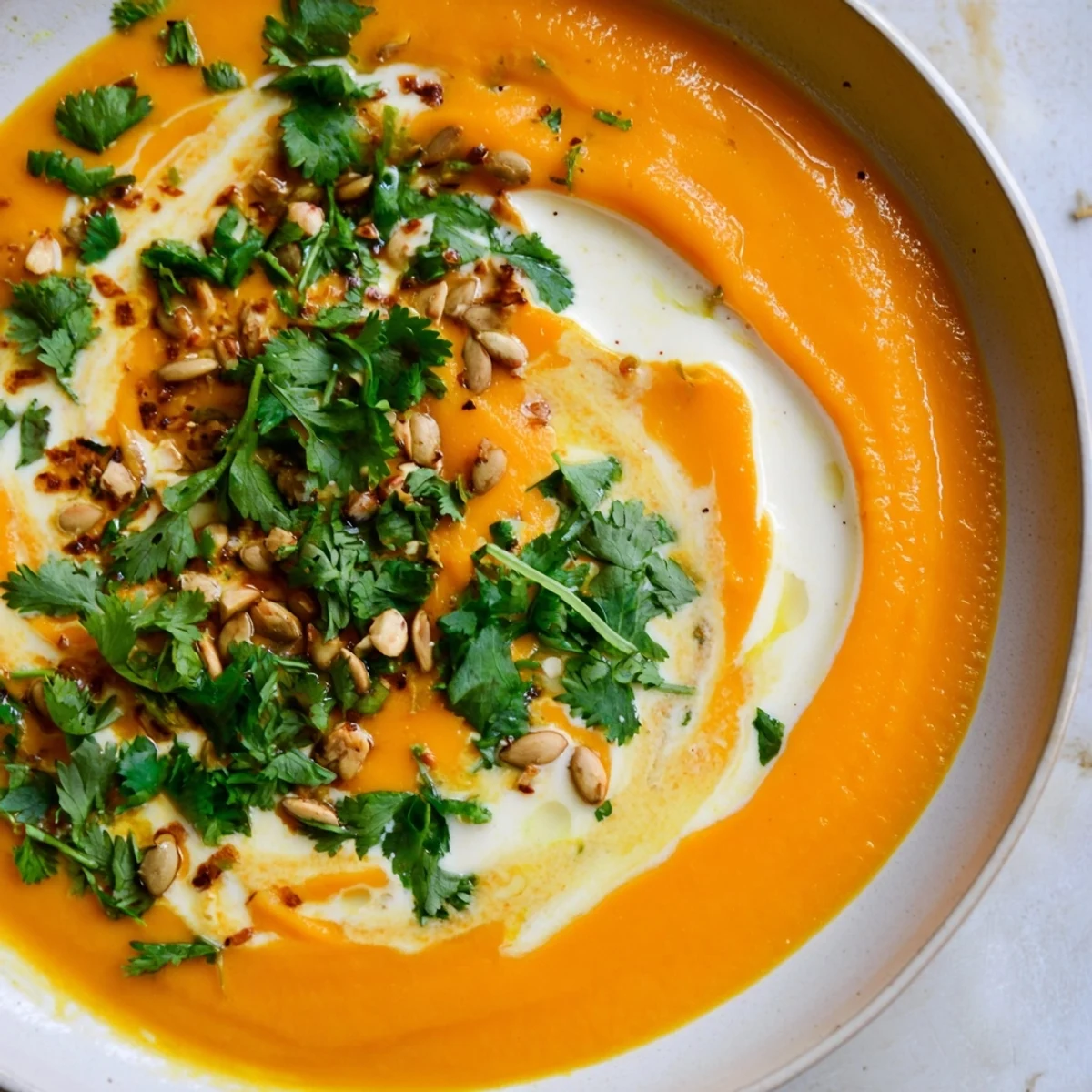 Earthy tones in a pot of Roasted Carrot and Ginger Soup before blending, ready for the next step.