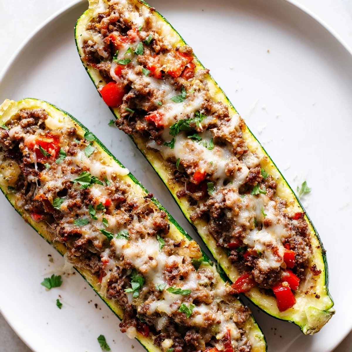 Zucchini Boats with Ground Beef