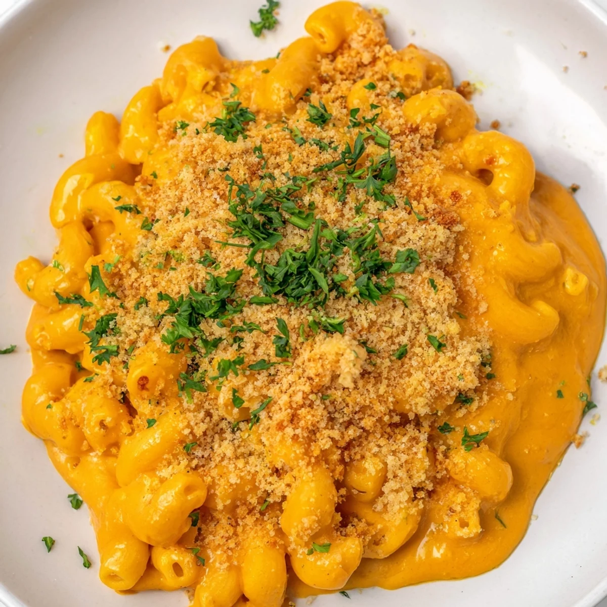 A comforting bowl of Vegan Butternut Squash Mac and Cheese paired with a crisp green salad, perfect for weeknight dinners.