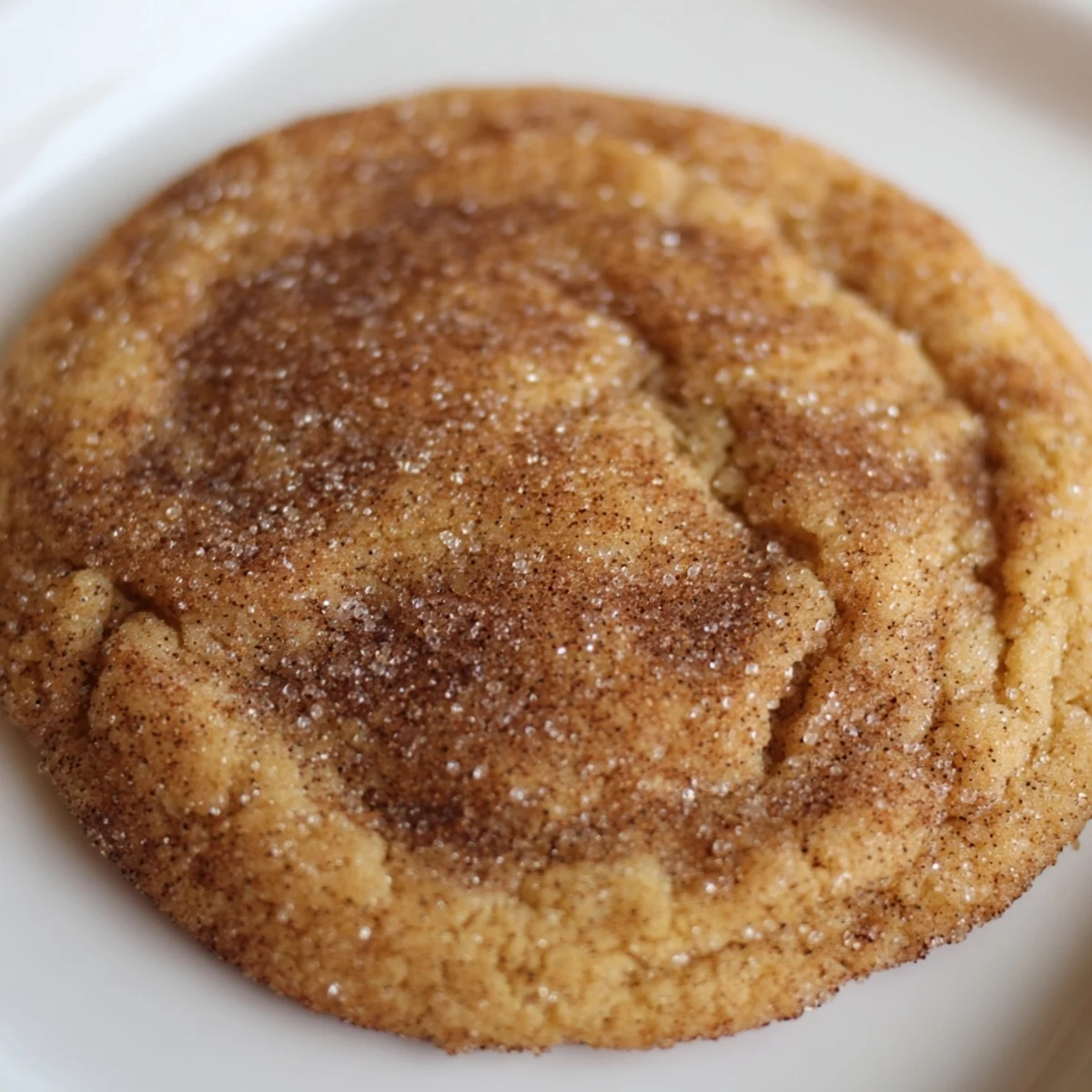 Homemade Chewy Cinnamon Sugar Cookies cooling on a wire rack with cinnamon-dusted edges up close.