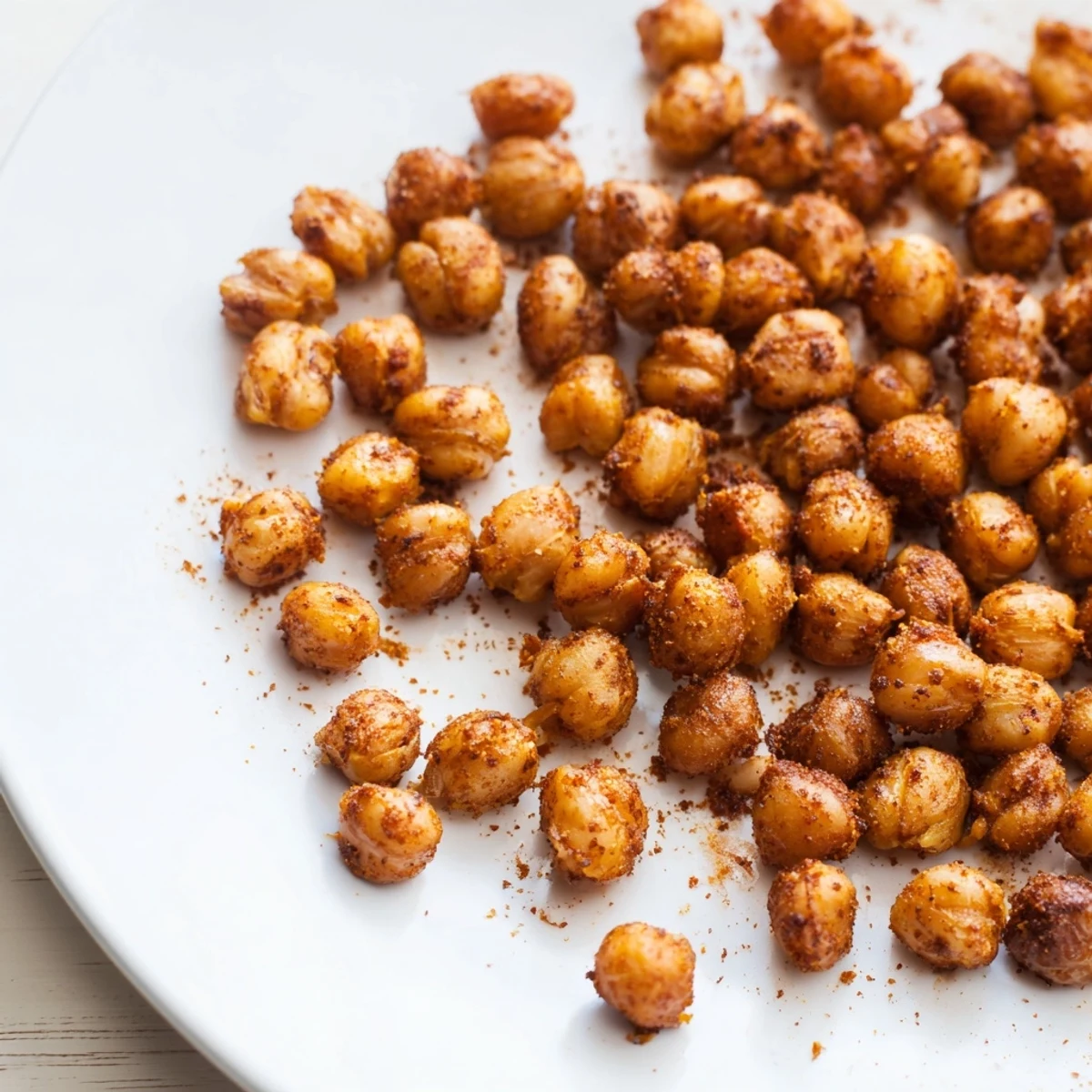 Cajun spiced roasted chickpeas served in a rustic bowl, garnished with fresh herbs for a vibrant, flavorful snack.