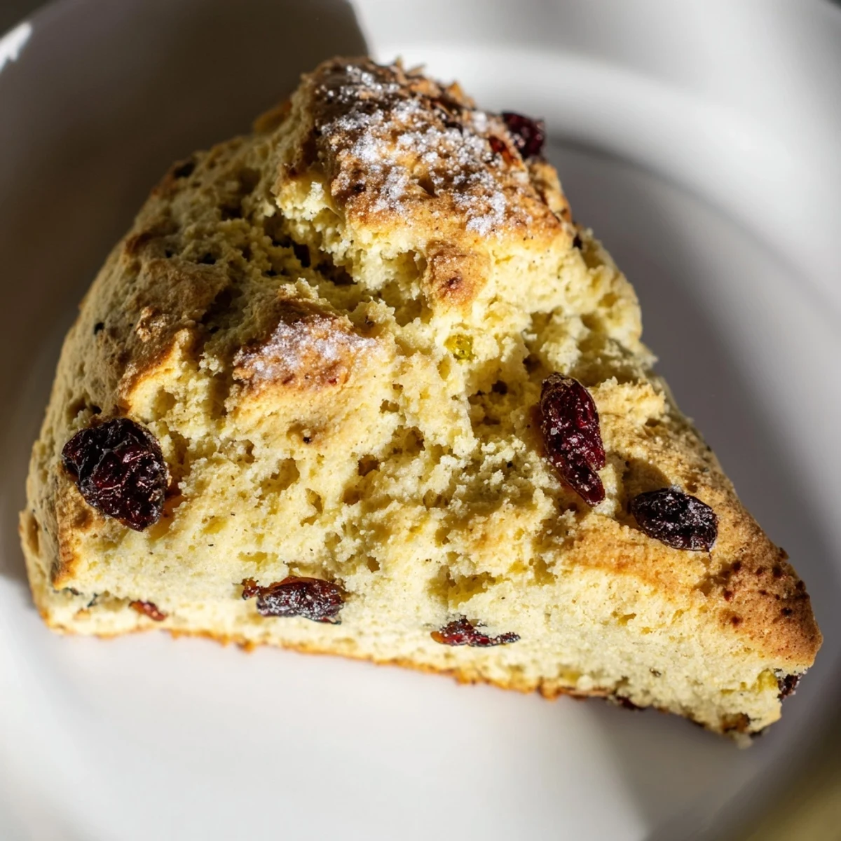 Irish Soda Bread Scones with Currants arranged on a ceramic plate, ready to be split and served with butter and jam.