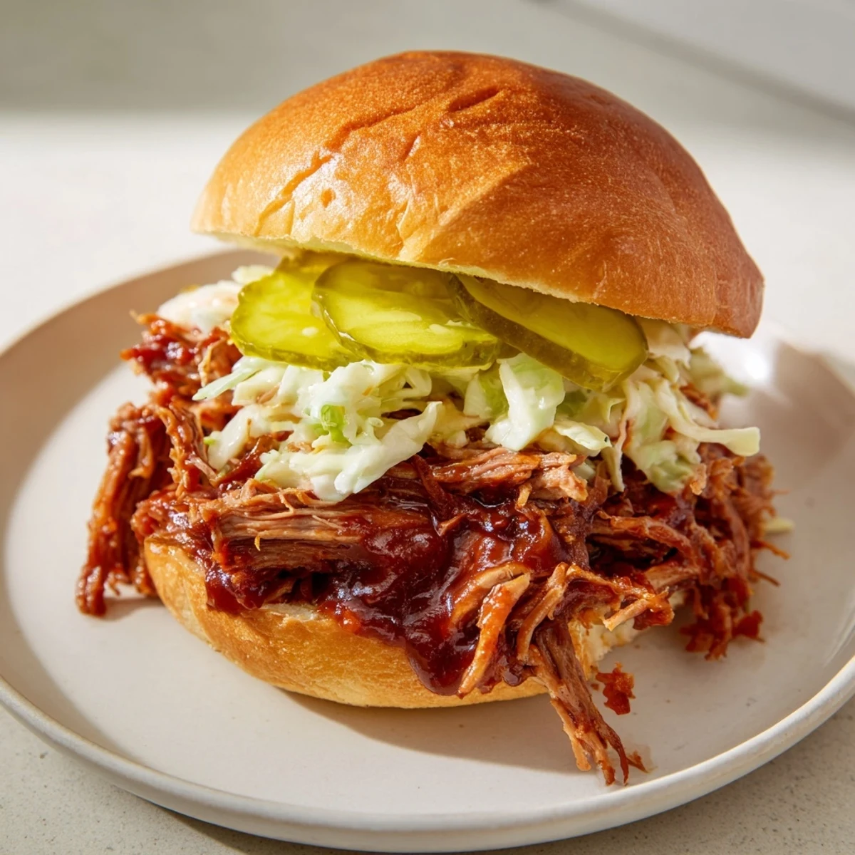 Juicy slow-cooked beef brisket sliders drizzled with tangy barbecue sauce on toasted buns.