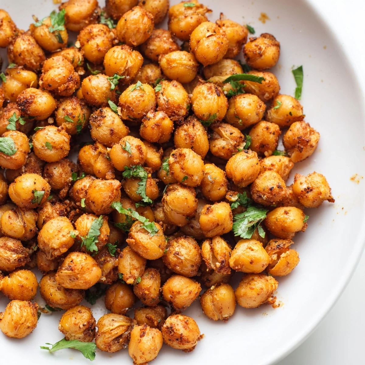 Spicy Roasted Chickpeas with Cumin in a serving dish, offering a protein-packed, crunchy vegan snack for any time.