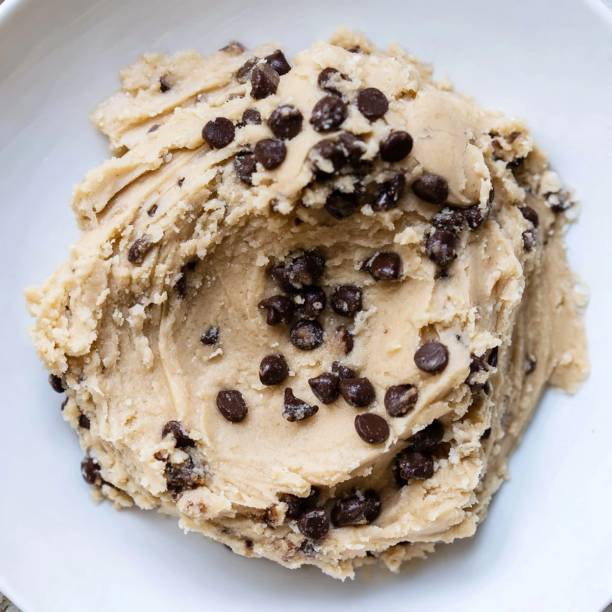 A healthy serving of Chocolate Chip Greek Yogurt Cookie Dough ready to eat by the spoonful.