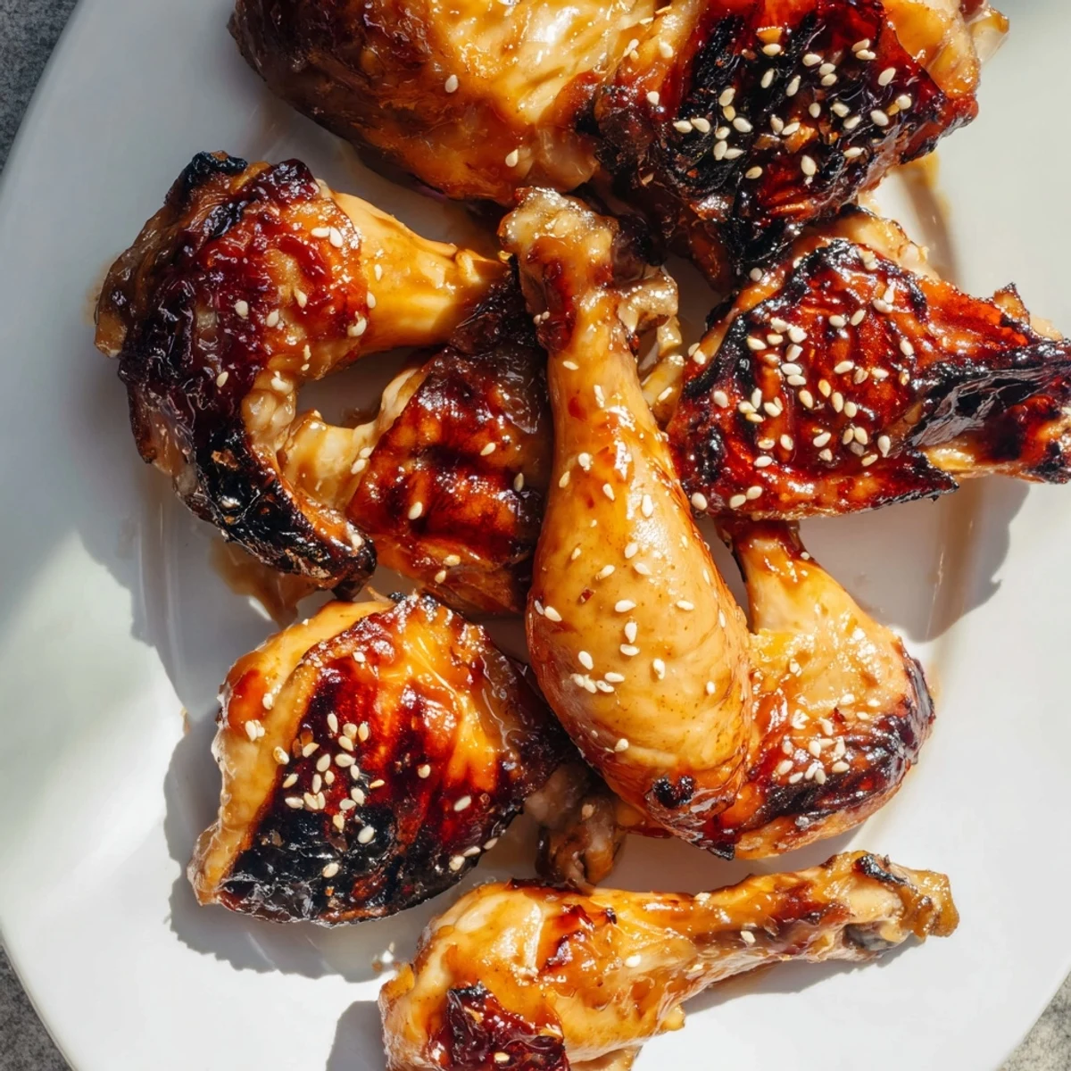 Golden-brown grilled Hawaiian Huli Huli Chicken thighs with a sticky pineapple glaze and fresh scallions.