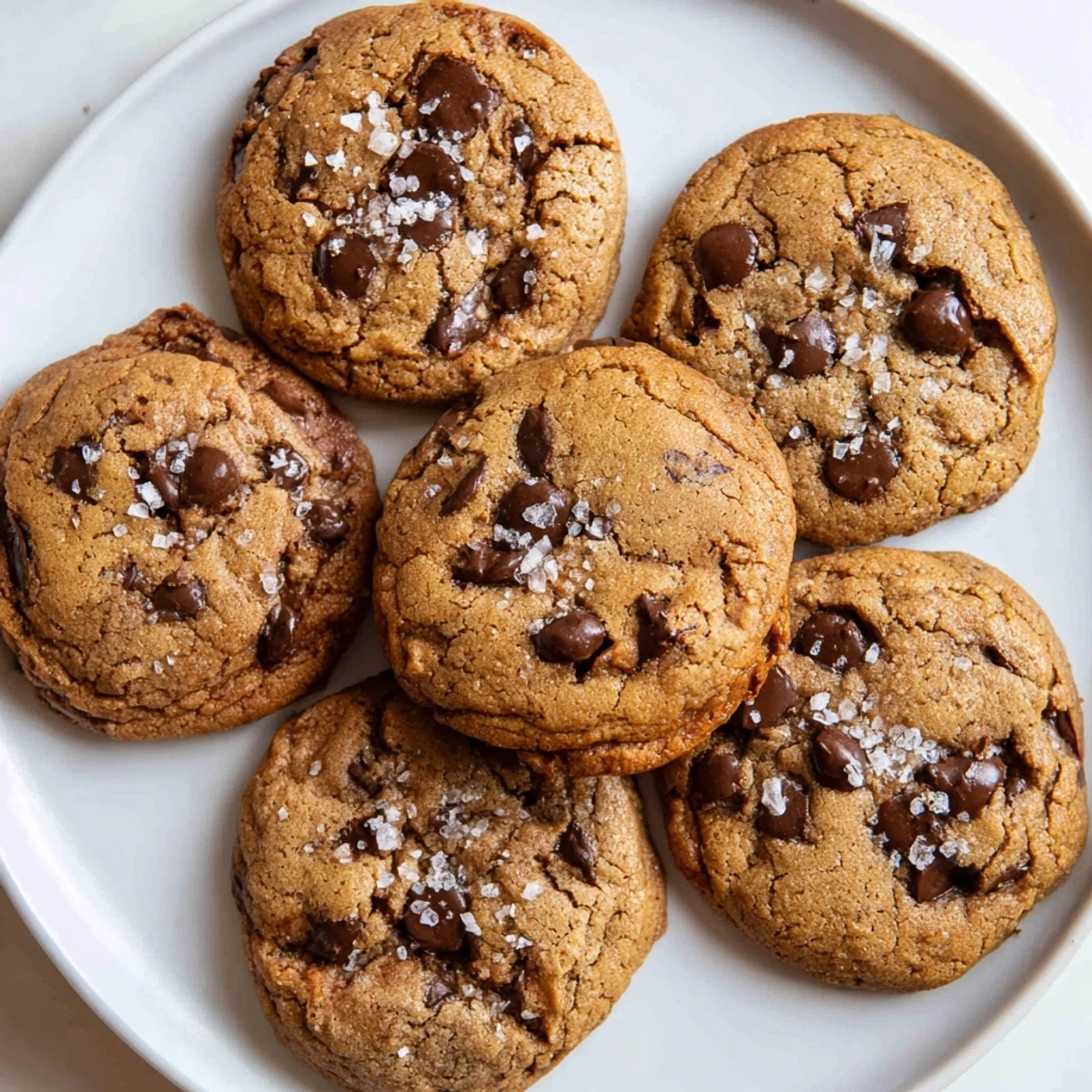 A close-up of a warm miso chocolate chip cookie broken open, revealing gooey chocolate and a soft, buttery crumb.  