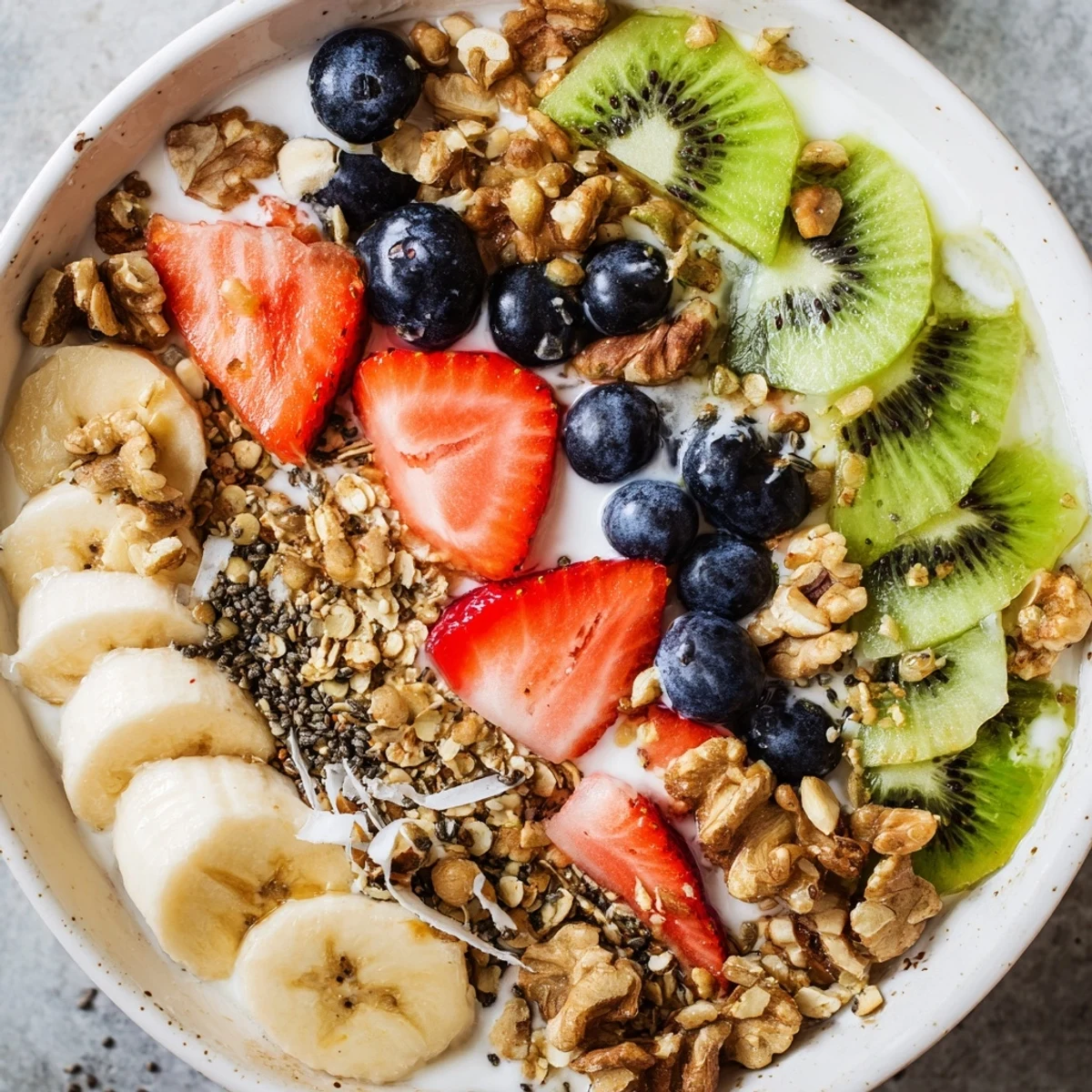 A vibrant Healthy Breakfast Bowl with creamy Greek yogurt, fresh berries, and crunchy granola.