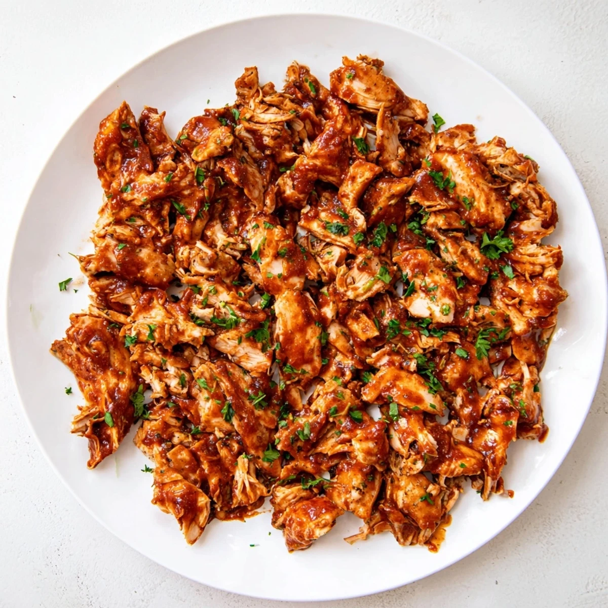 Slow-cooked Sweet Baby Rays Crockpot Chicken shredded for sliders, paired with creamy coleslaw on a rustic wooden table.