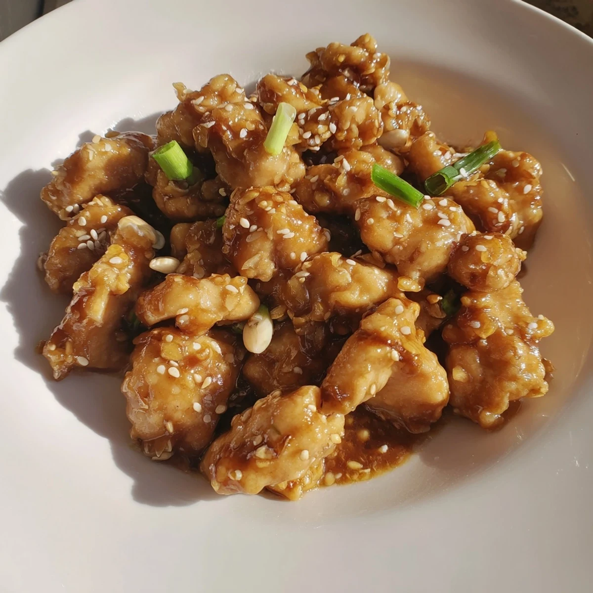 Mongolian chicken wok toss featuring caramelized sauce and sesame seed topping for easy weeknight dinner