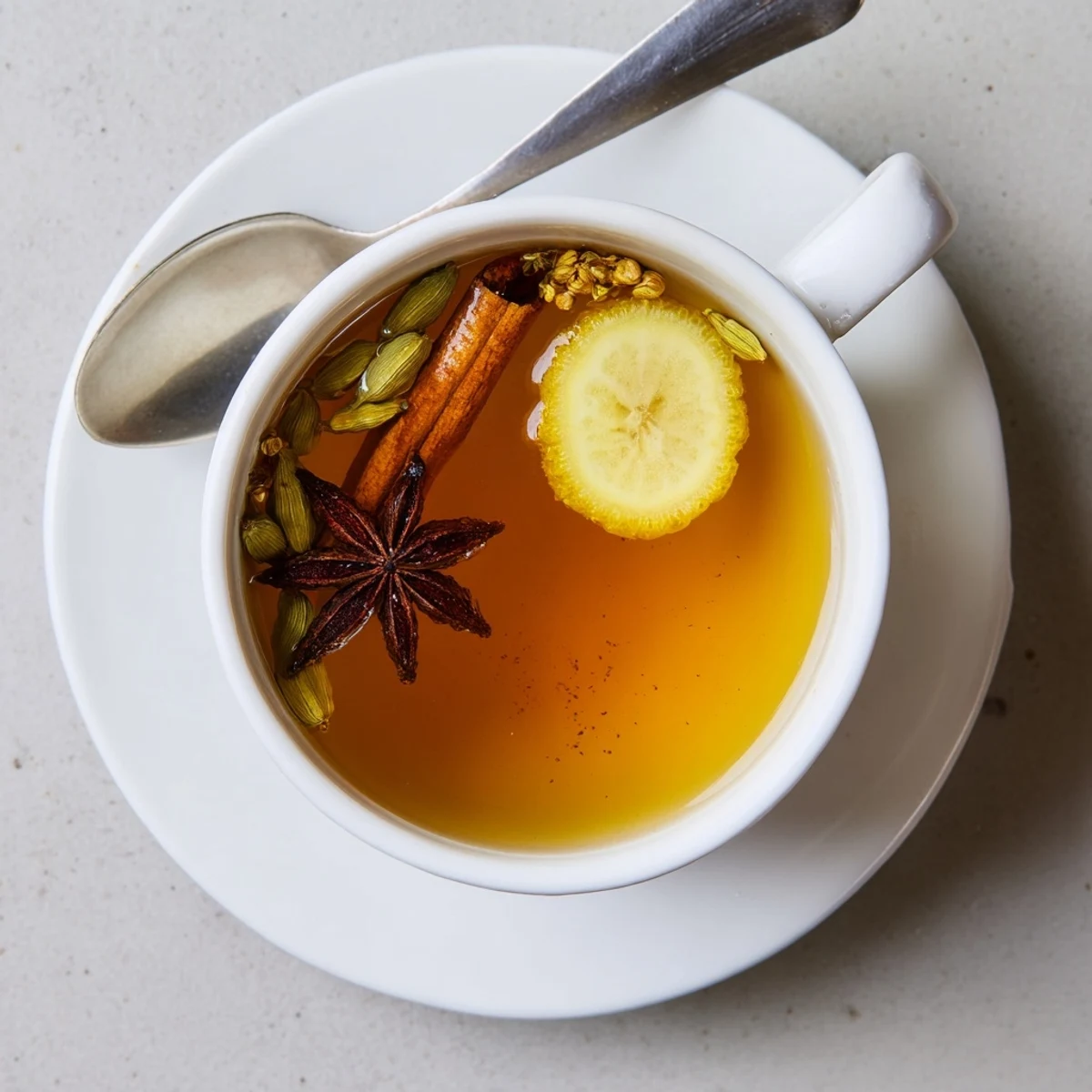 Fragrant black tea infused with cardamom, cloves, and ginger served in elegant glass teapot