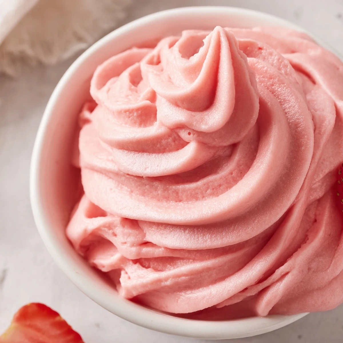 Soft serve style Frozen Strawberry Dole Whip Delight in parfait glass layered with diced pineapple