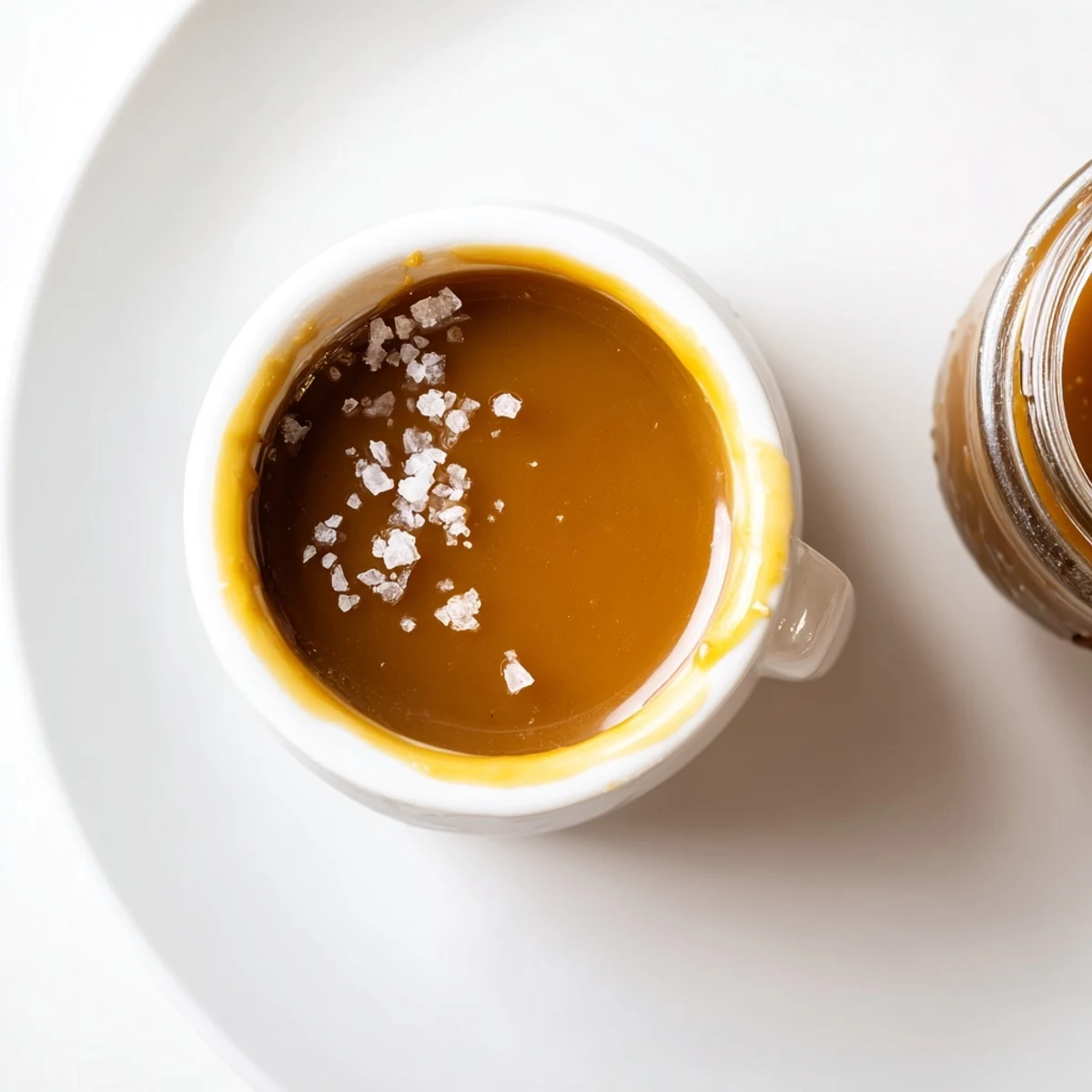 Rich amber easy caramel sauce cascading down a warm slice of apple pie or cake
