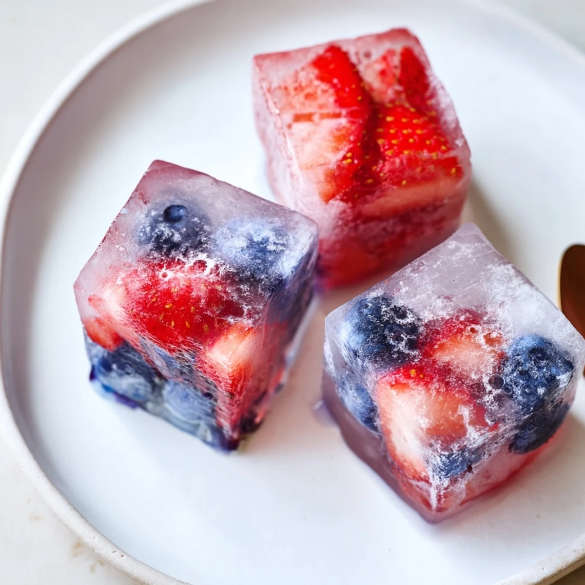 Red White And Blue Ice Cubes Recipe frozen with coconut middle, sparkling water ready