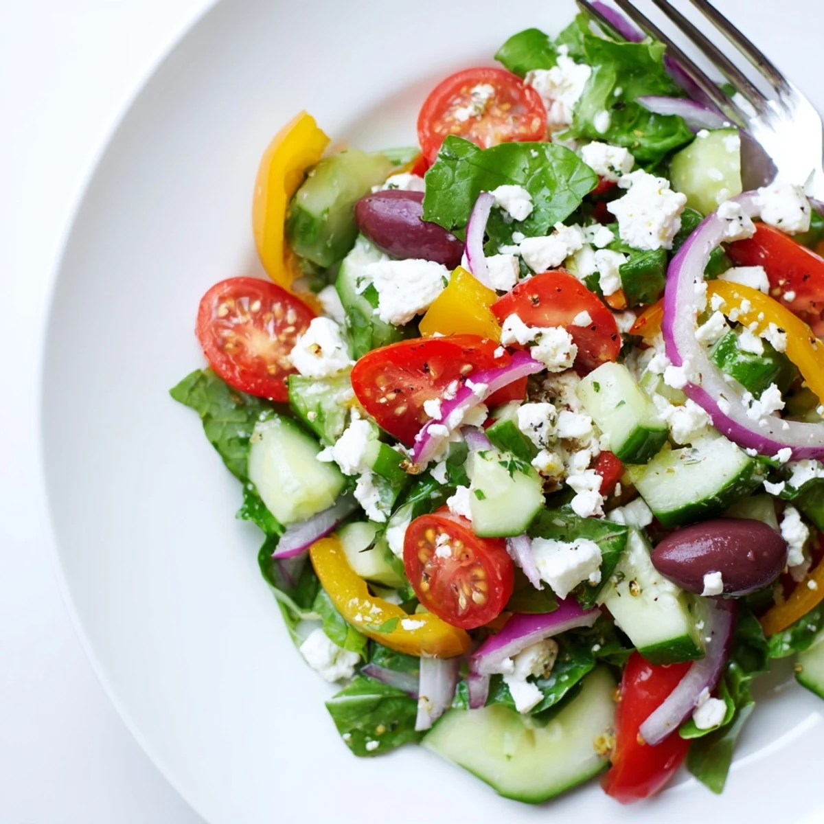Fresh Salad Recipe with cherry tomatoes and crisp greens, dressed lemony