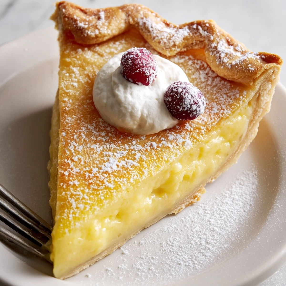 Warm from oven with slightly wobbly center, Christmas Eve Custard Pie With Cinnamon Vanilla