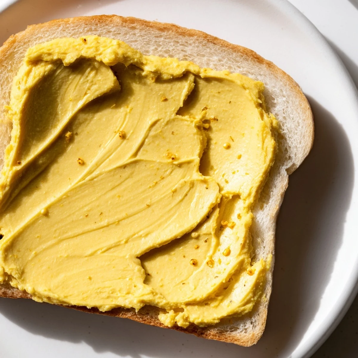Homemade vegan dairy free butter in wooden butter dish with knife for spreading