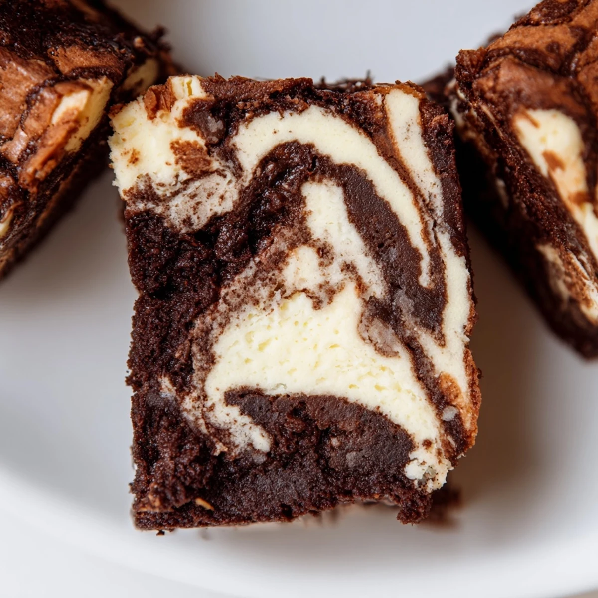 Decadent sourdough cheesecake brownie bars showing rich chocolate and vanilla swirl patterns close up