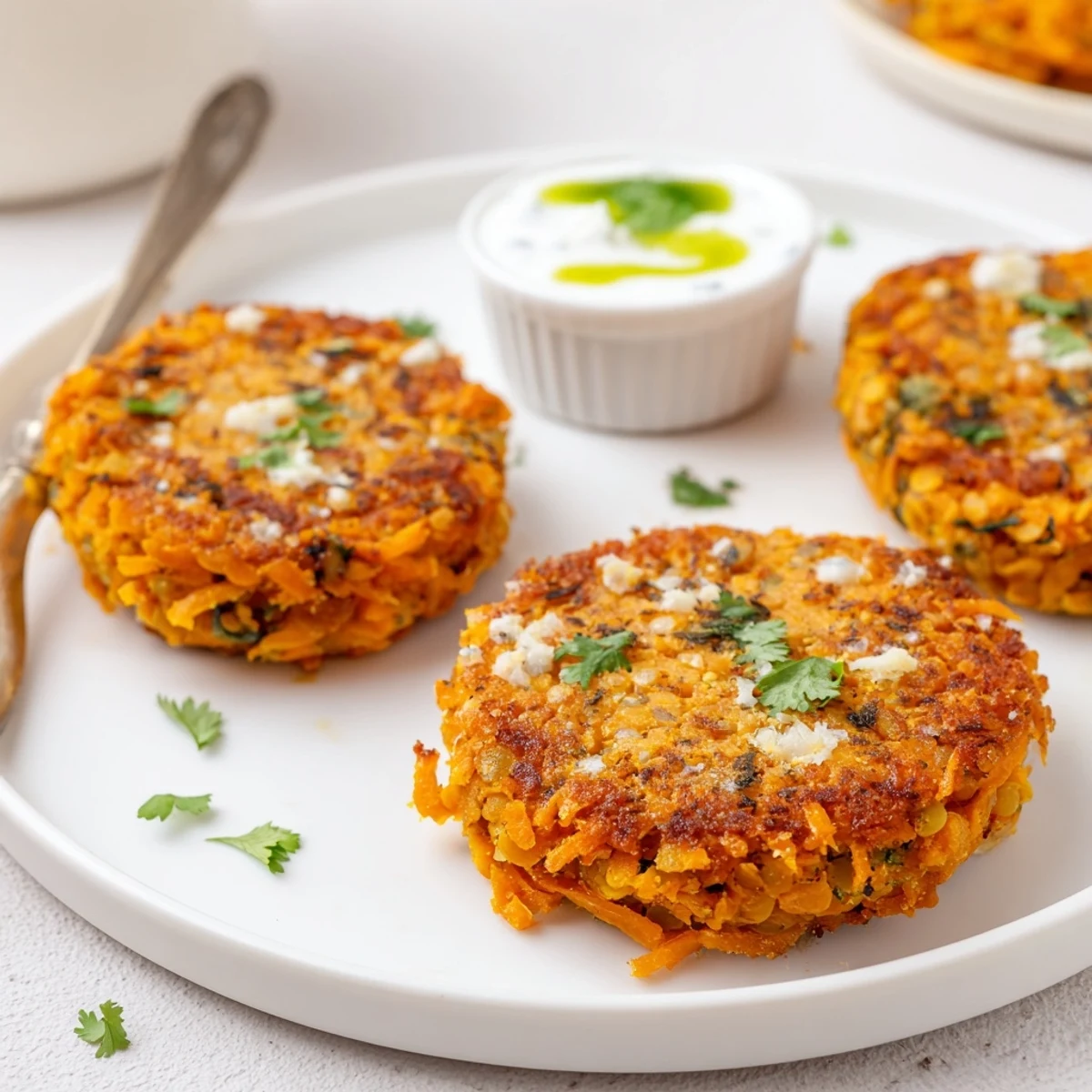 Crispy Sweet Potato Lentil Patties, crunchy edges and tender spiced centers  