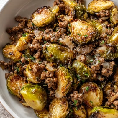 Ground Beef Brussels Sprouts Skillet