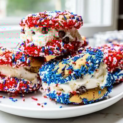 Patriotic Mini Ice Cream Sandwiches