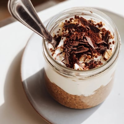 Tiramisu overnight oats layered with smooth mascarpone and rich coffee-soaked oat mixture